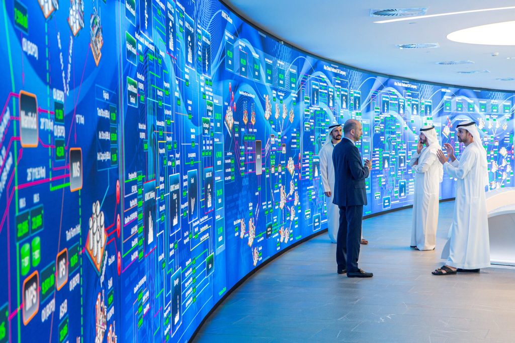 Adnoc's command centre in Abu Dhabi. The company is using AI to streamline routine maintainance activity