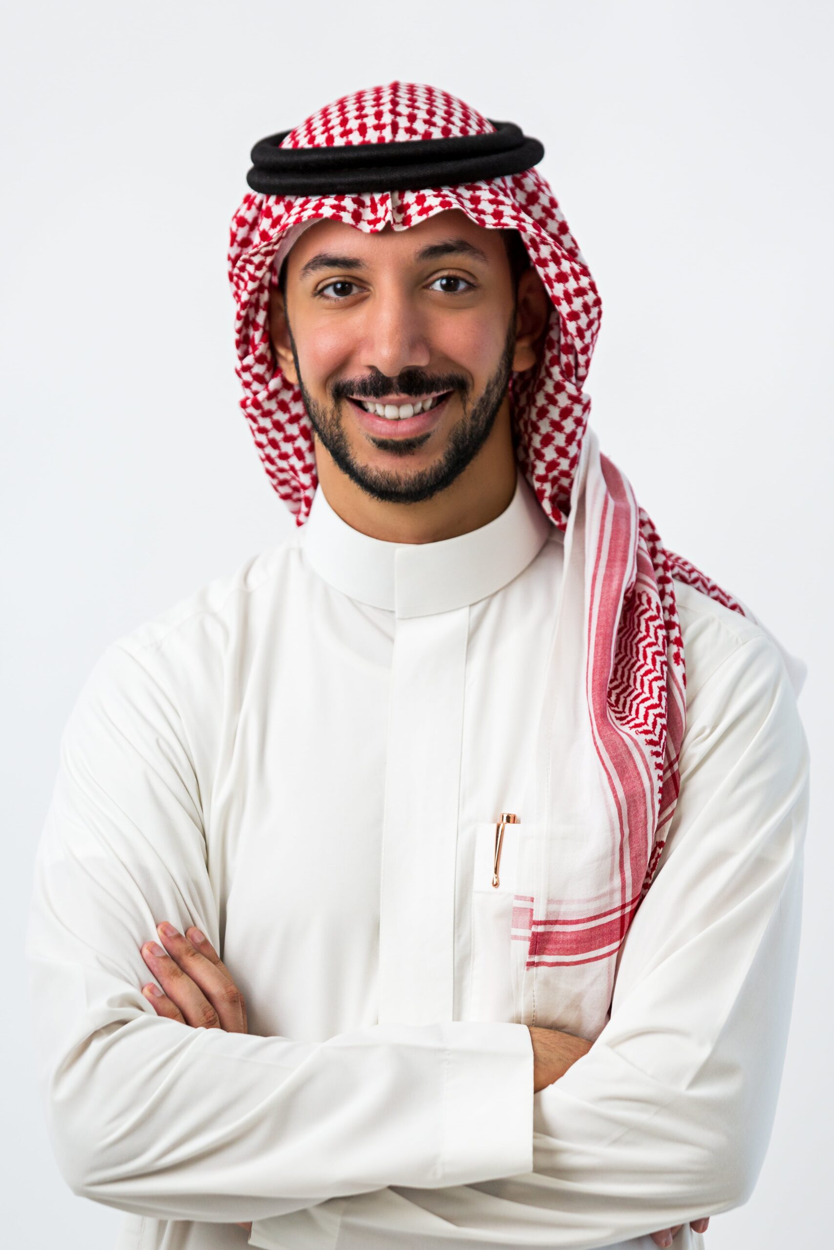 Mohammed Aldousari, left, says Saudi Arabia has taken 'significant strides' in adopting robotics. Mohammad the robot, right, was launched at Leap by QSS Systems