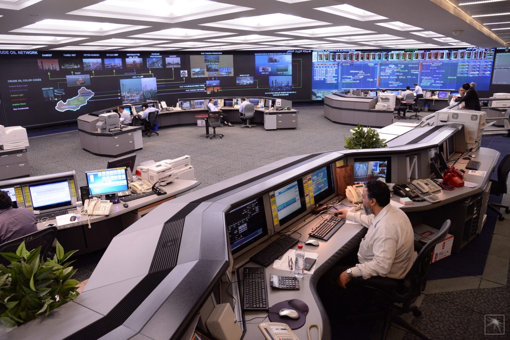 The operations centre at Saudi Aramco's Dhahran HQ. A 2012 cyberattack on the company wiped out data on 30,000 computers