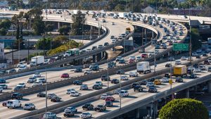 Highway traffic in California. Opec said the upcoming 'driving season' in the US will provide the usual additional demand for fuel