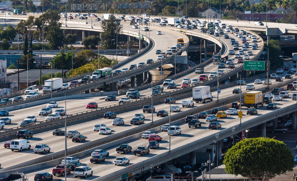 Highway traffic in California. Opec said the upcoming 'driving season' in the US will provide the usual additional demand for fuel