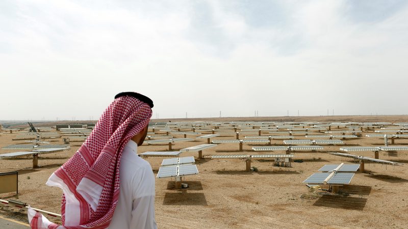 A solar plant in Uyayna, north of Riyadh. Solar power will contribute to Saudi Arabia's 2030 renewable goal