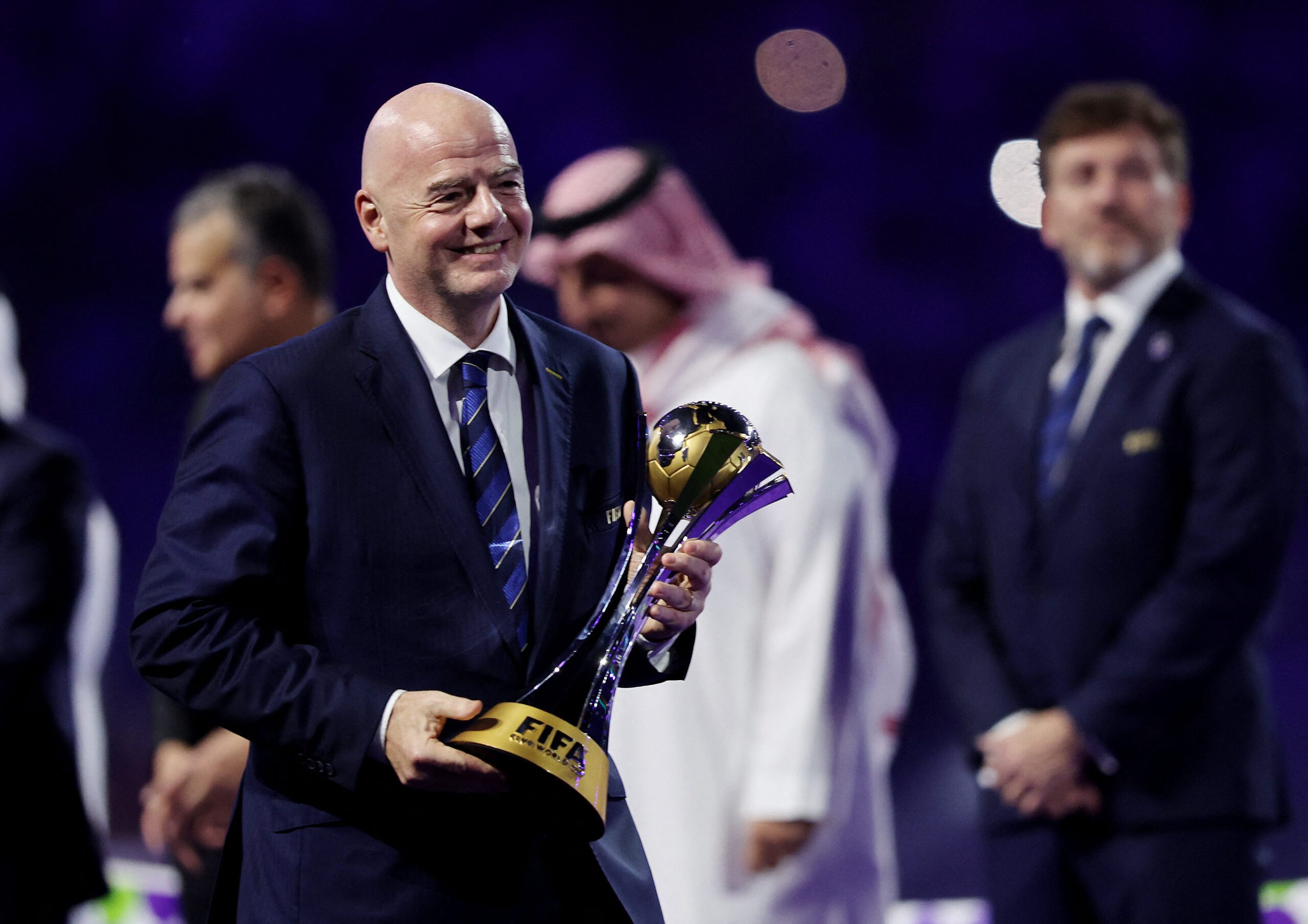 Fifa president Gianni Infantino at the Club World Cup final in Jeddah, Saudi Arabia last December. The value of the deal with Saudi Aramco has not been disclosed