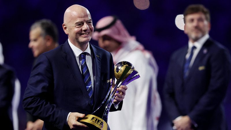 Fifa president Gianni Infantino at the Club World Cup final in Jeddah, Saudi Arabia last December. The value of the deal with Saudi Aramco has not been disclosed