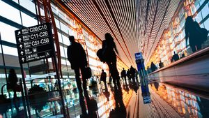 Passengers at Beijing Capital International Airport. Air China will fly from the airport to Riyadh three times a week.