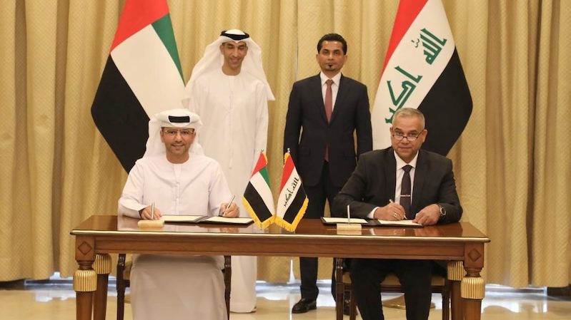 AD Ports Group CEO Mohamed Al Shamsi and General Company for Ports of Iraq director general Farhan Al Fartosi sign the agreement