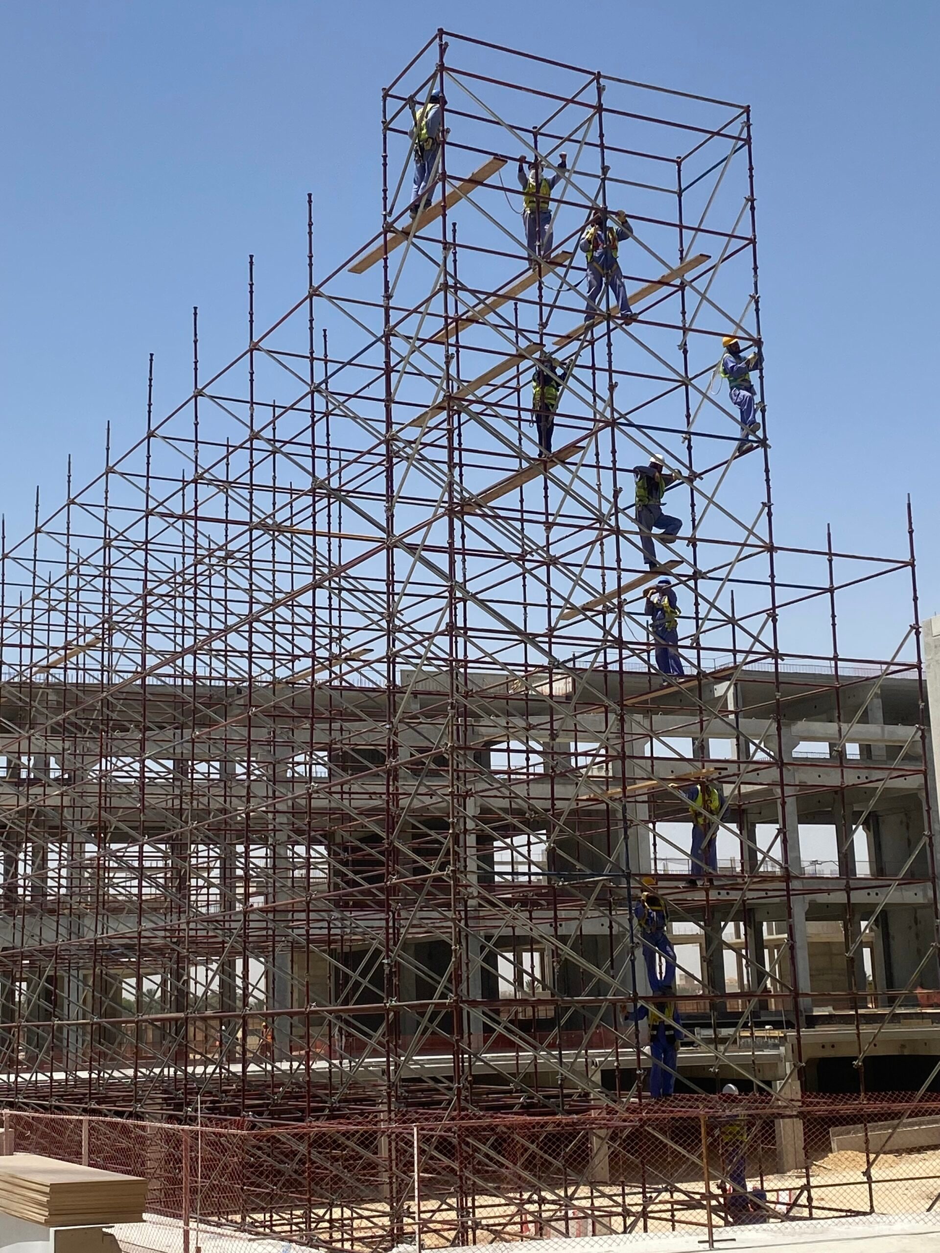 Construction, Helmet, Scaffolding