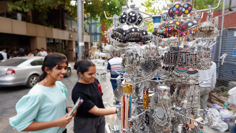 Teenagers browse silver jewellery in Bangalore. India is sourcing an increasing amount of its silver from the UAE