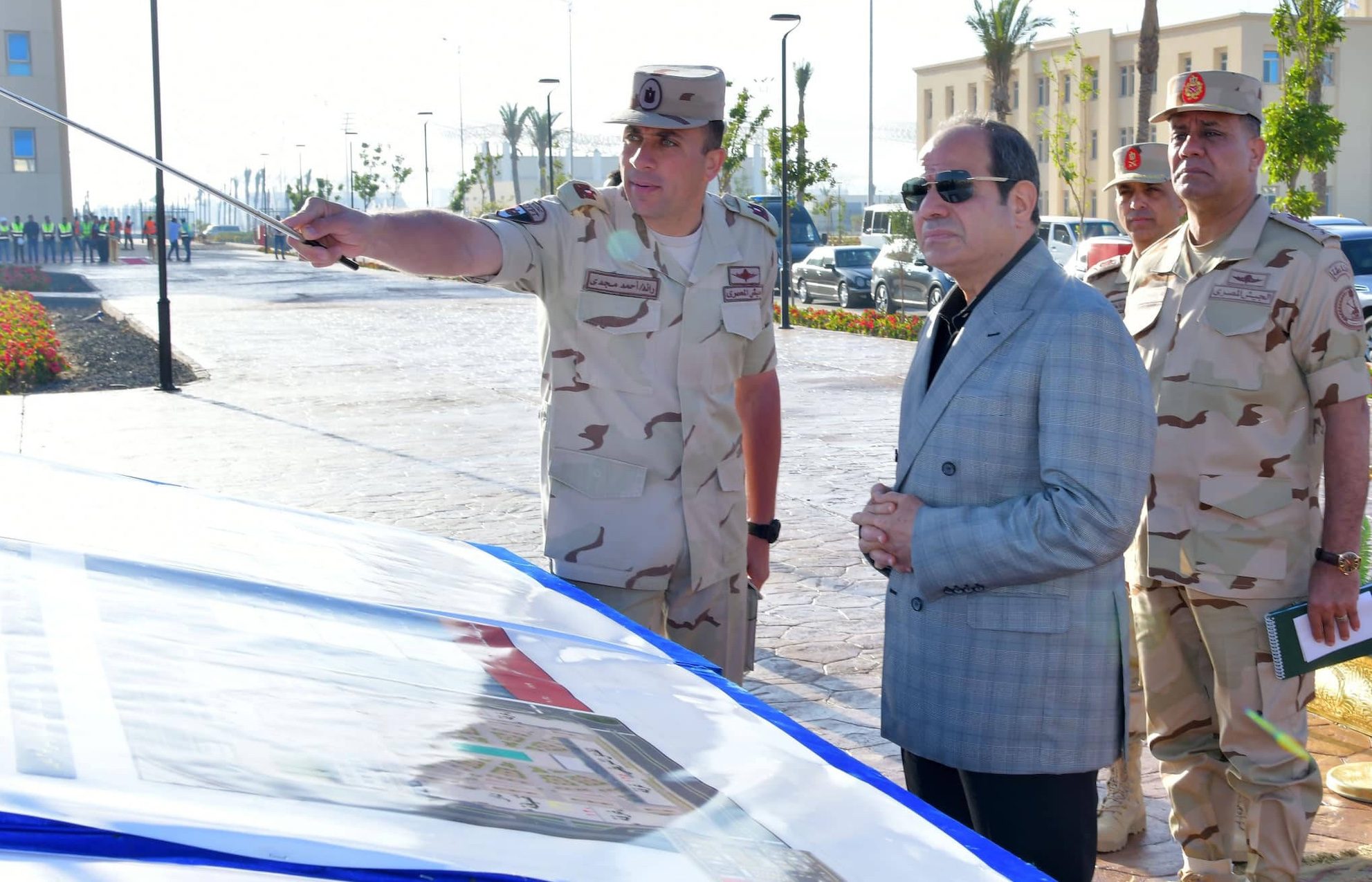 President Sisi, a former field marshal, inspects a military academy. Egypt's armed forces are significant players in several economic sectors