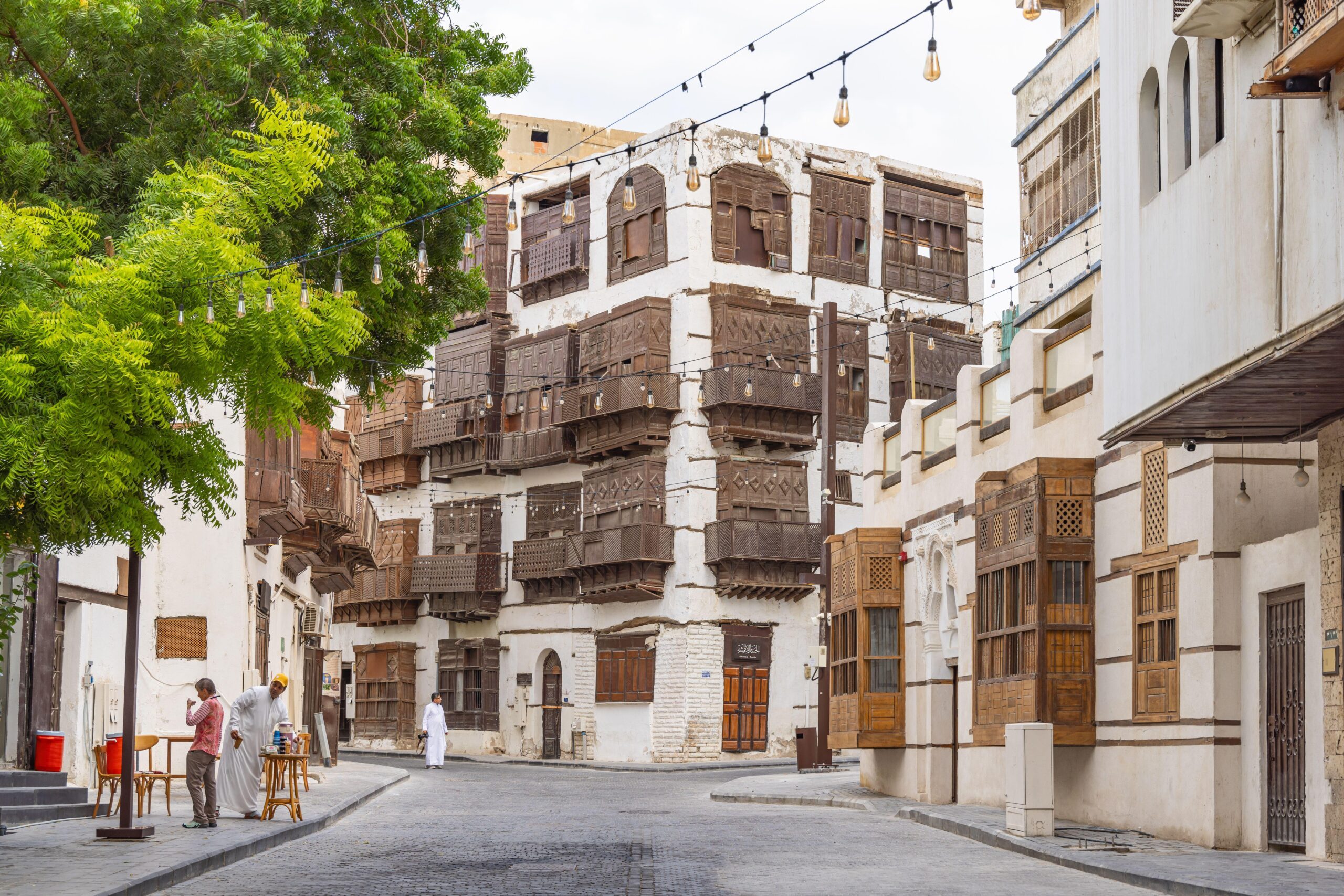 Traditional Hijazi tower house with wooden Rosan windows