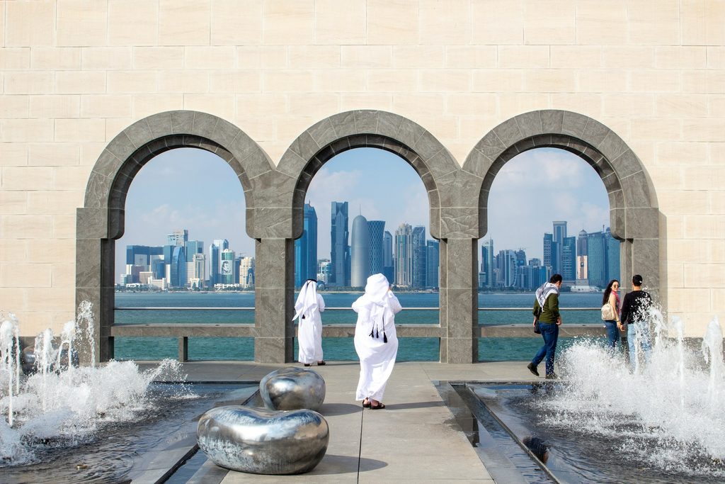 Architecture, Fountain, Water Positive outlook: Qatar's economic growth in 2024 is projected at only 2.5 percent, but current account surplus could be as high as 15%