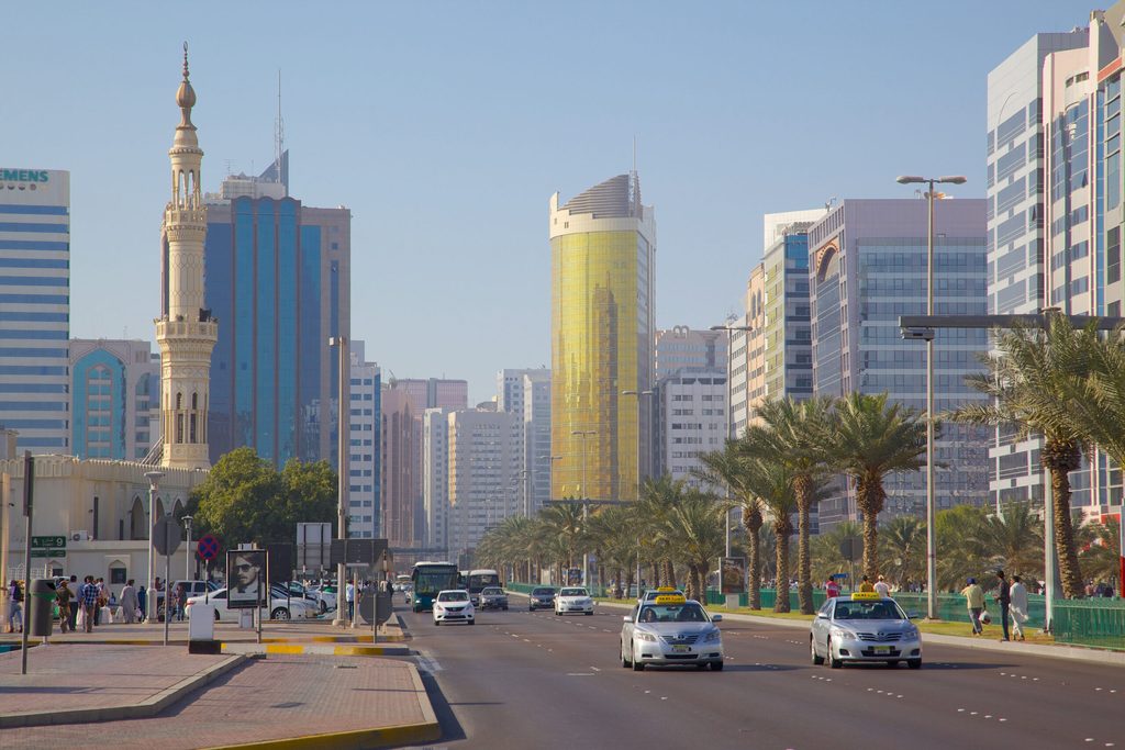 Traffic on Fourth Street, Abu Dhabi. The Yahsat and Bayanat merger could help bring self-driving cars to the emirate