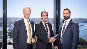 Plenary founder and director Paul Oppenheim, Plenary CEO David Lamming and Ahmed Ali AlShamsi, director of energy and utilities at ADQ