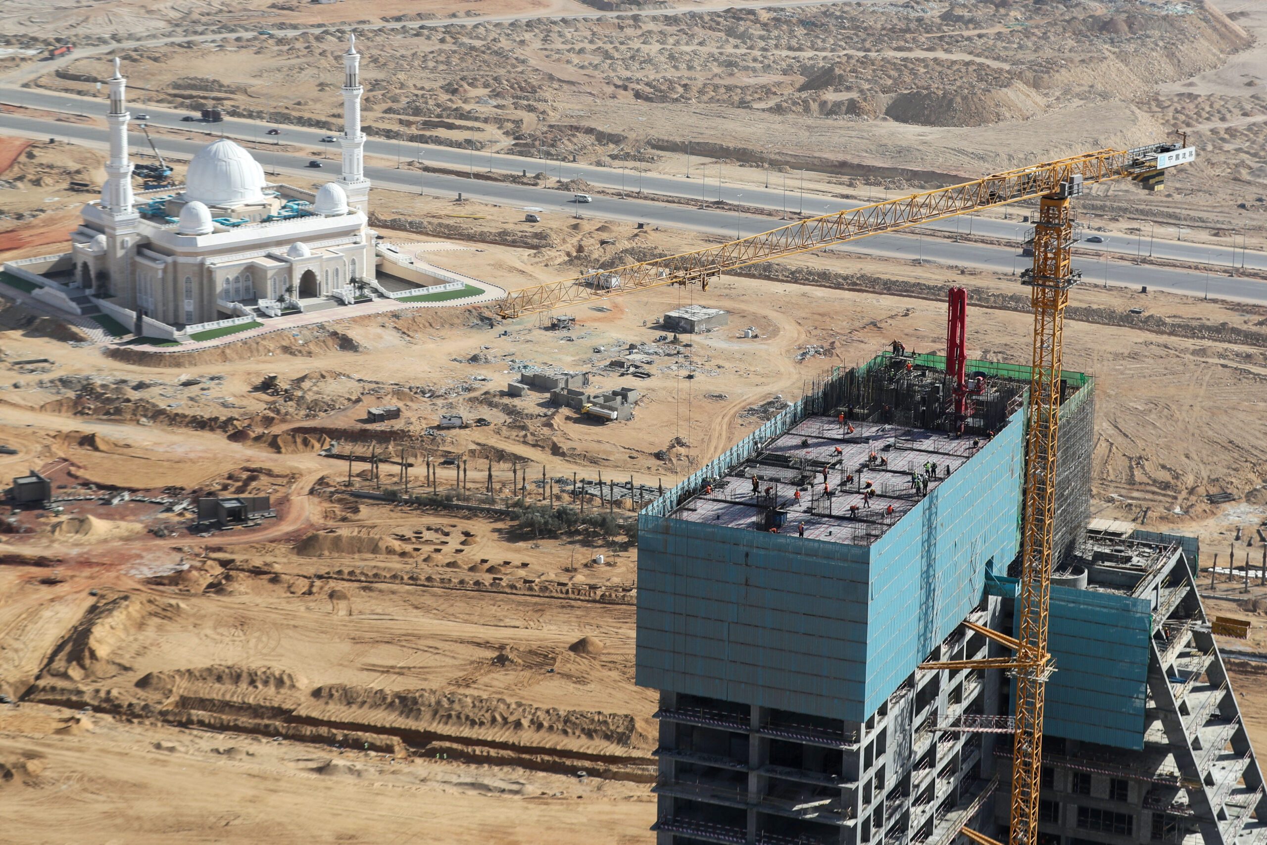 Construction work at Egypt's new administrative capital. Real estate 'is a very strong inflation hedge', says Aldar's Faisal Falaknaz
