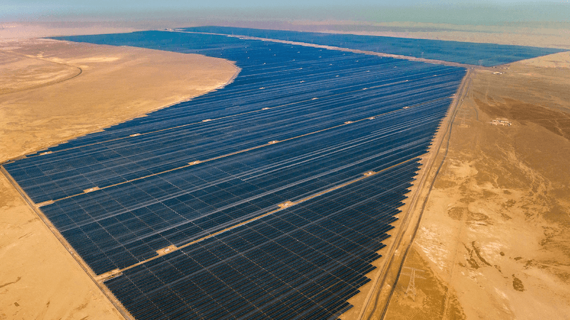 The Al Dhafra solar PV project. Ewec plans to increase Abu Dhabi’s solar production capacity to 7.6 GW by 2030