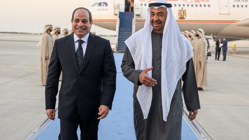 Egypt UAE investment. Egypt and the UAE's presidents Abdel Fattah El-Sisi and Sheikh Mohamed bin Zayed Al Nahyan
