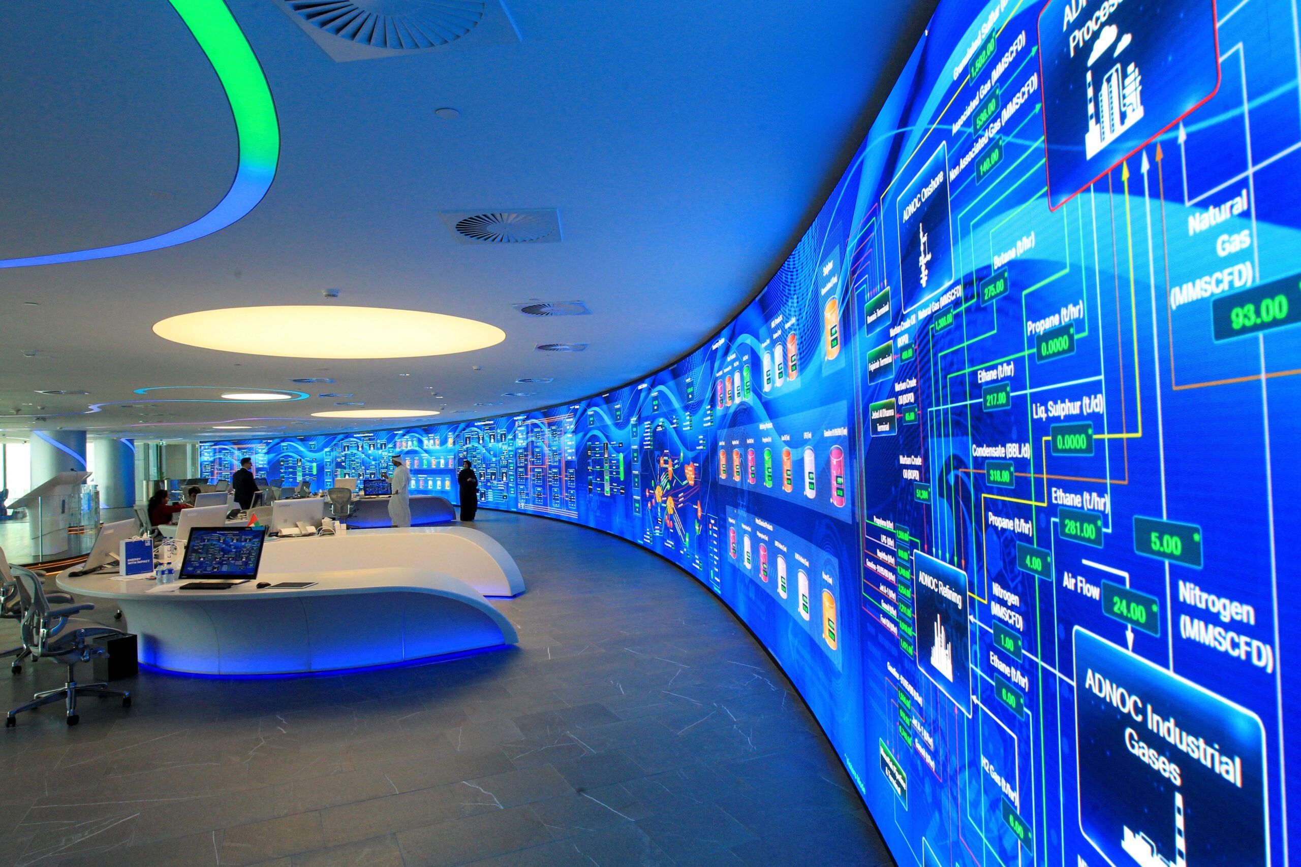A view of the 'command centre' at Adnoc headquarters. Adnoc L&S serves more than 100 customers worldwide, including Adnoc