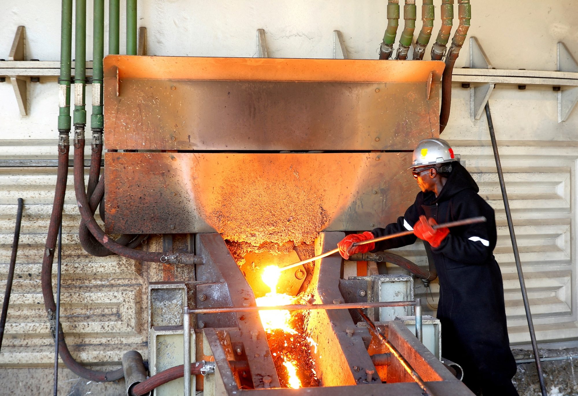 A worker at Anglo American's Unki platinum mine in Shurugwi, central Zimbabwe. The company rejected a $42bn bid from BHP on Monday