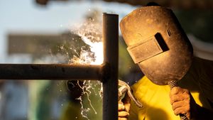 A welder at work in Ras Al Kaimah. The northern emirates will benefit from lower electricity tariffs under a new scheme for local manufacturers in the UAE