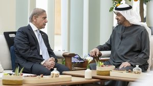 Pakistan’s prime minister Muhammad Shehbaz Sharif meets UAE president Sheikh Mohamed bin Zayed Al Nahyan in Abu Dhabi