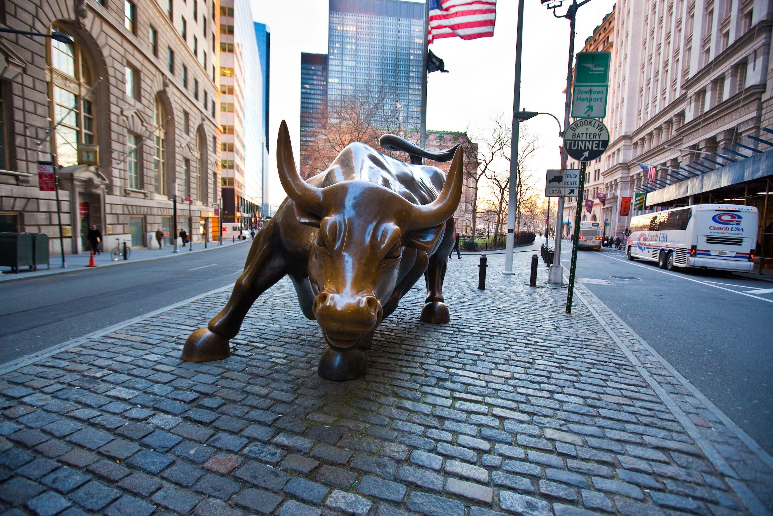 Path, Road, City BHB06R Wall Street Bull in Downtown Manhattan, NYC