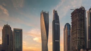 The twisted Cayan Tower in Dubai Marina is among Drake & Scull's projects