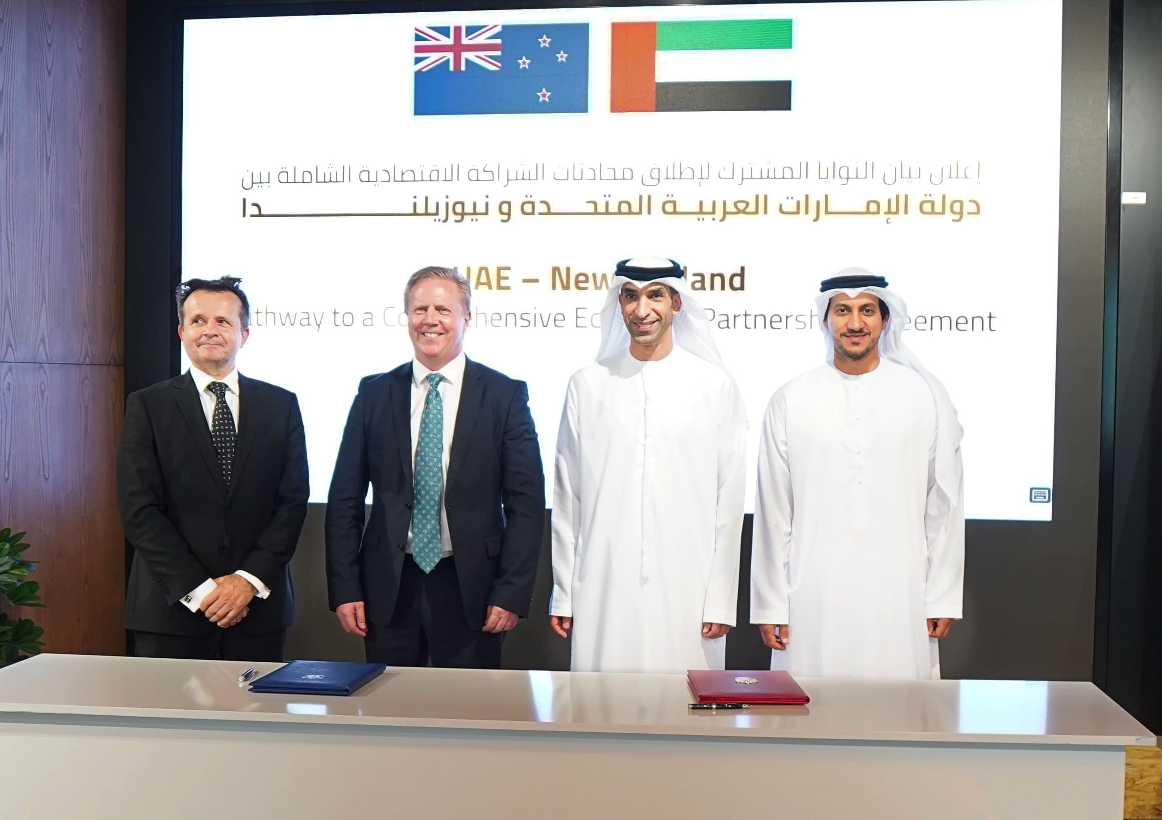 A declaration of intent to begin Cepa talks was signed by UAE minister of state for foreign trade Dr Thani bin Ahmed Al Zeyoudi and New Zealand trade minister Todd McClay