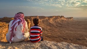 Visitors to the Edge of the World, a natural landmark and popular tourist destination near Riyadh. Interacting with local people is important, says the tourism minister