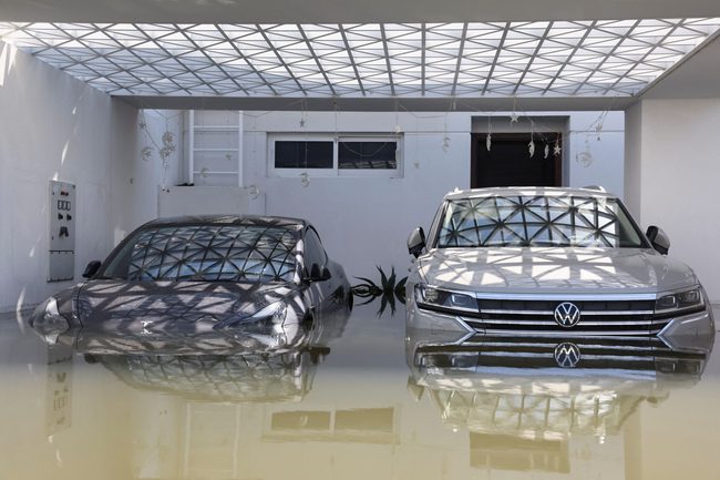 A residential complex in Dubai after last month's flooding. 'Backlogs of work increased considerably in April,' said S&P