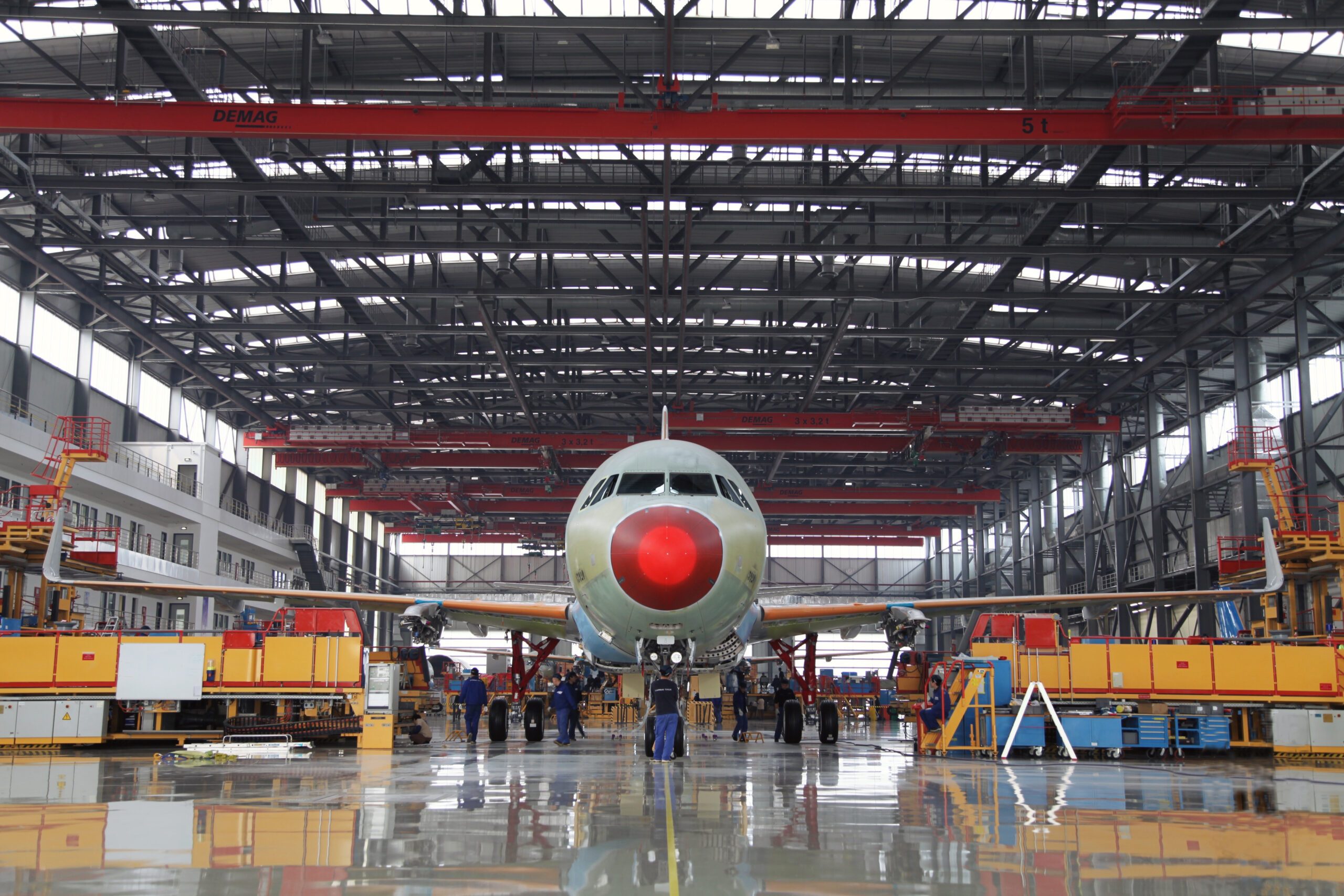 An Airbus 320 under construction. The Morocco plant is expected to produce parts for 75 planes a month