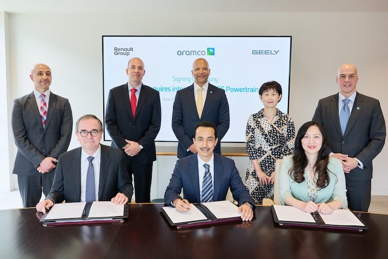Aramco, Renault and Geely executives at the agreement signing ceremony