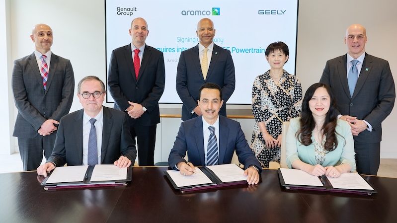 Aramco, Renault and Geely executives at the agreement signing ceremony