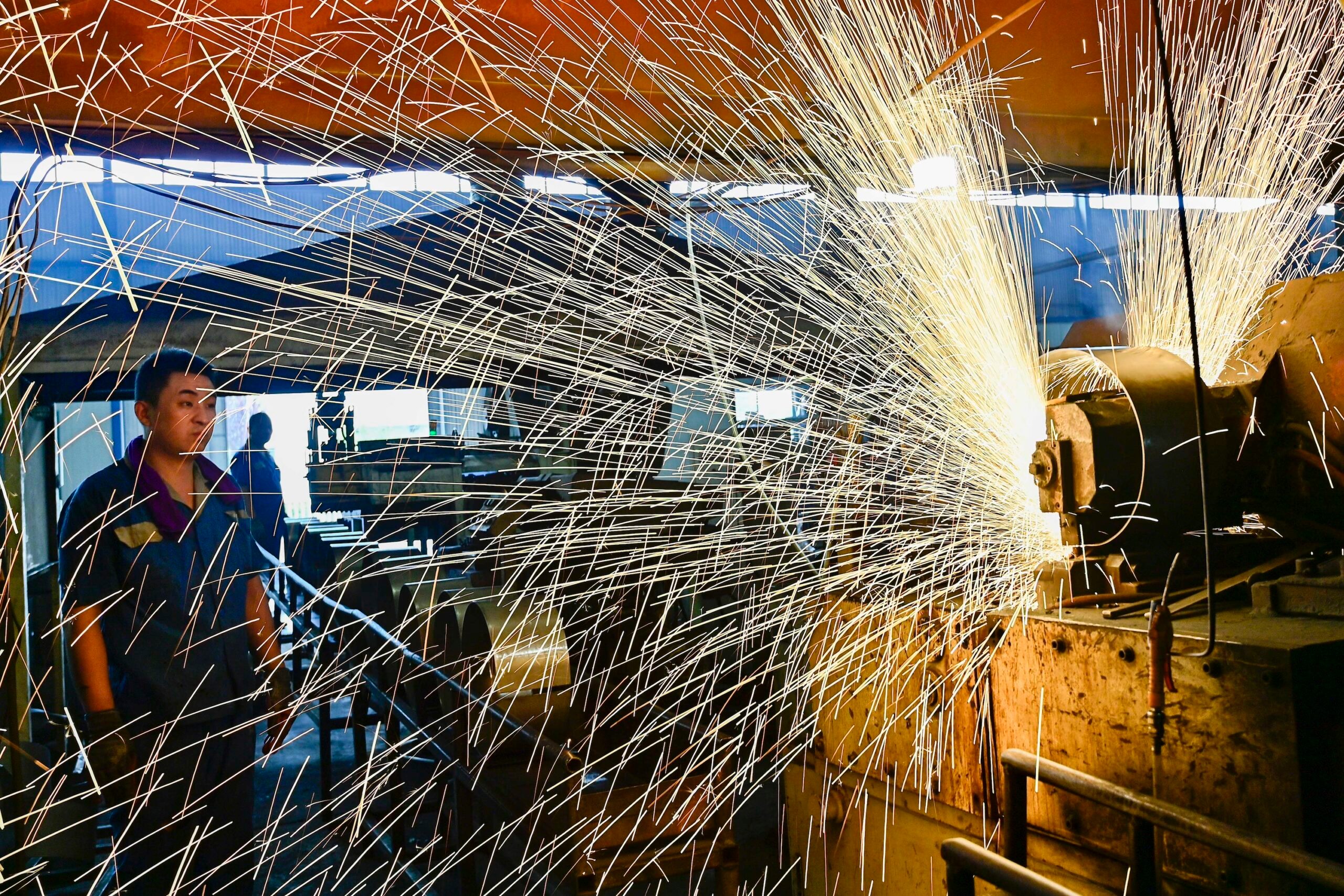 A wheel manufacturing workshop in Qingzhou, Shandong province. China is the world's largest importer of crude oil