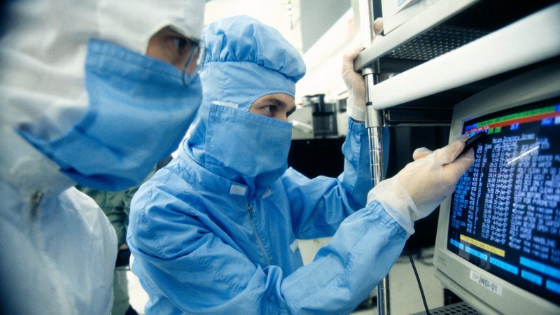 Workers at a semiconductor factory. Saudi Arabia wants global semiconductor design companies to set up in the kingdom