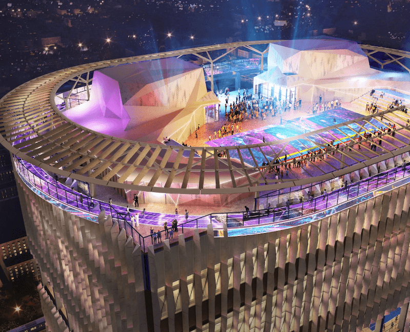 The 130-metre Global Sports Tower will have an internal area of 84,000 sq m to include more than 30 different sports facilities