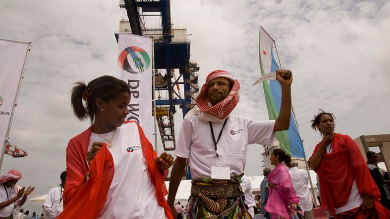 Dancers at the opening ceremony for the Doraleh container terminal in 2009. Relations between DP World and the Djibouti authorities have since soured