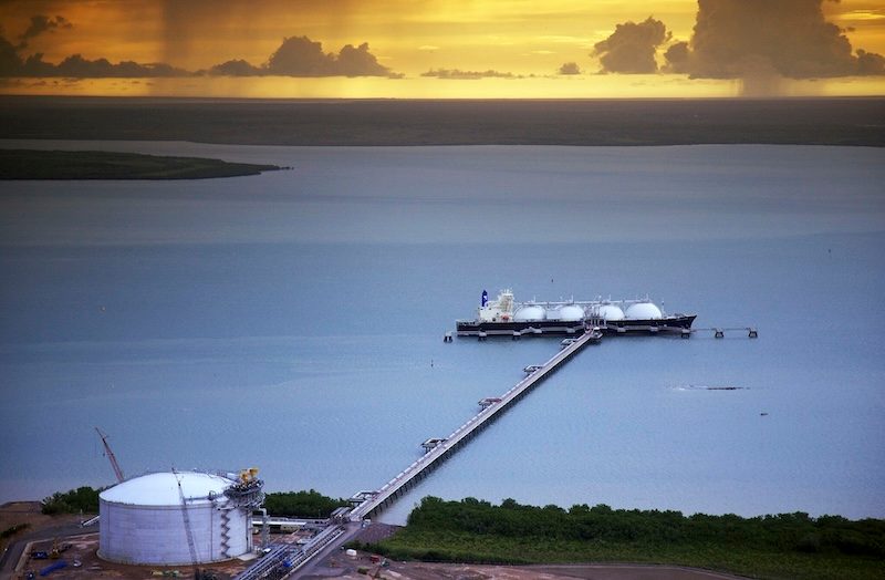 An offtake tanker at the Santos LNG terminal in Darwin, Australia. The company also has LNG projects in Papua New Guinea and Timor-Leste