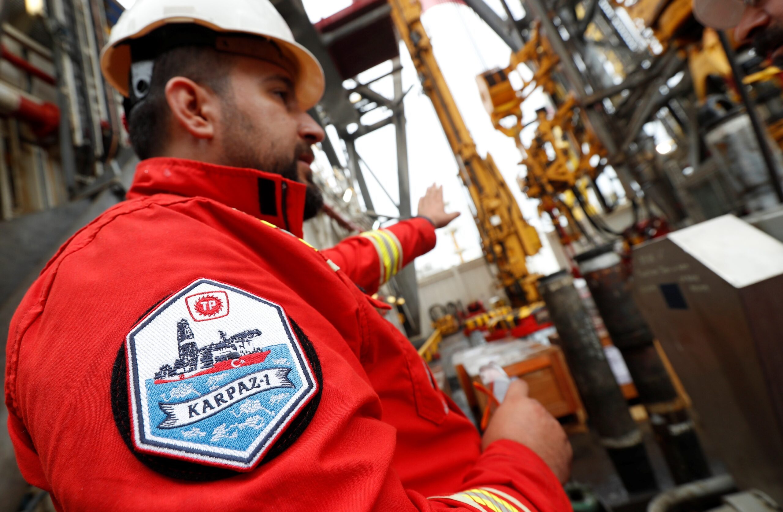 A Turkish Petroleum engineer on the drilling vessel Yavuz