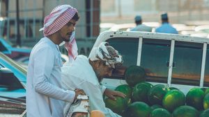 Preparing fruit for sale in Nizwa, Oman. The country's agriculture and fishing sector grew 3.2 percent in Q1