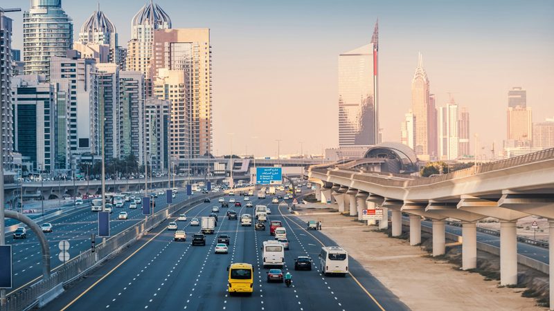 The Sheikh Zayed Road in Dubai. Aldar recently announced it would develop its first commercial building between the road and the DIFC