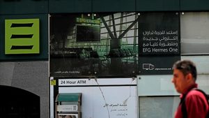 A branch of EFG Hermes investment bank in Cairo. The group's net profit rose 95 percent year on year