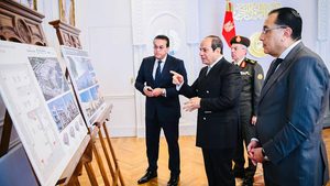 Egyptian president Abdel Fattah El-Sisi pictured last year reviewing plans to improve Egypt's healthcare system