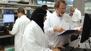 Researchers at Kaust's Polymer Synthesis Laboratory. Saudi Aramco and the university are investing $100m in R&D