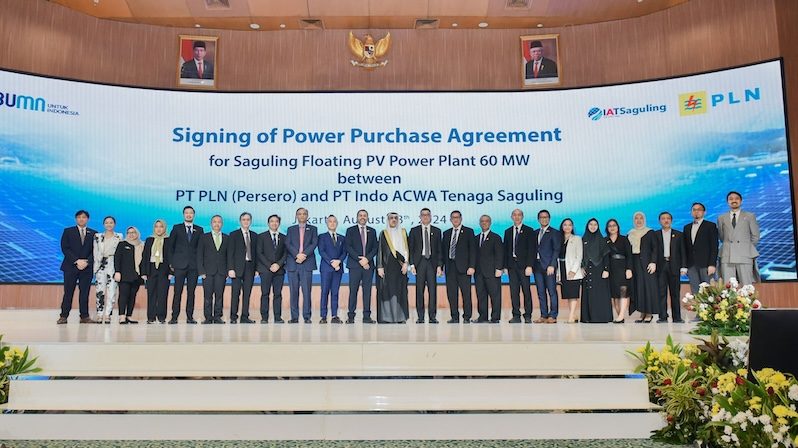 Executives from Acwa Power and Indonesia's Persero at the PPA signing event