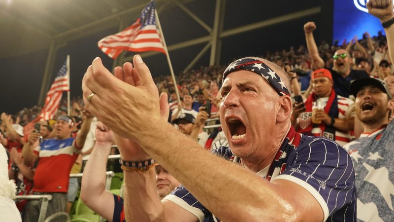 USA fans cheer during a Concacaf Nations League match. The country will co-host the 2026 Fifa World Cup with two other Concacaf members, Canada and Mexico