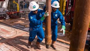 Workers on a Saudi Aramco rig. The latest contracts are part of a 12-year framework agreement with Italy's Saipem