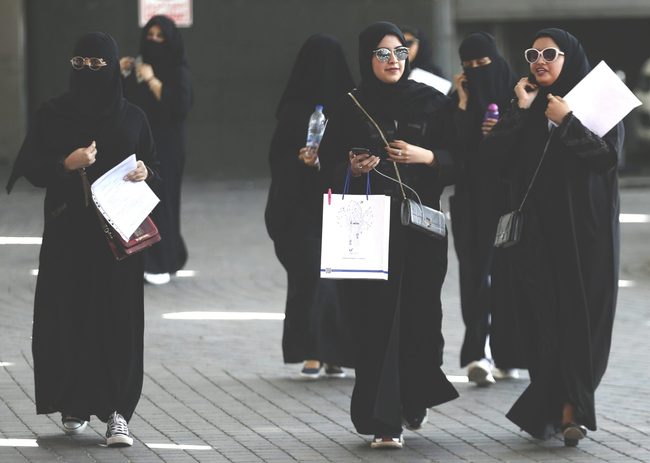 Young women at a careers fair in Riyadh. The unemployment rate for women in Saudi Arabia was 10.8% in the second quarter