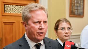 Hon Todd McClay, Member for Rotorua, National Party, Minister of Trade at Parliament House in Wellington, New Zealand, Tuesday, December 12, 2023. (AAP Image/Mark Coote) NO ARCHIVINGNo Use Australia. No Use New Zealand. Todd McClay, New Zealand's minister for trade, said the deal will eliminate duties on 98.5 percent of New Zealand’s exports