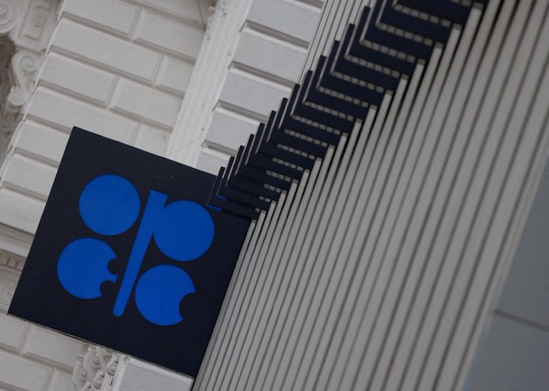 The Opec logo outside its headquarters in Vienna, Austria. It is thought Opec+ may delay a planned oil output increase