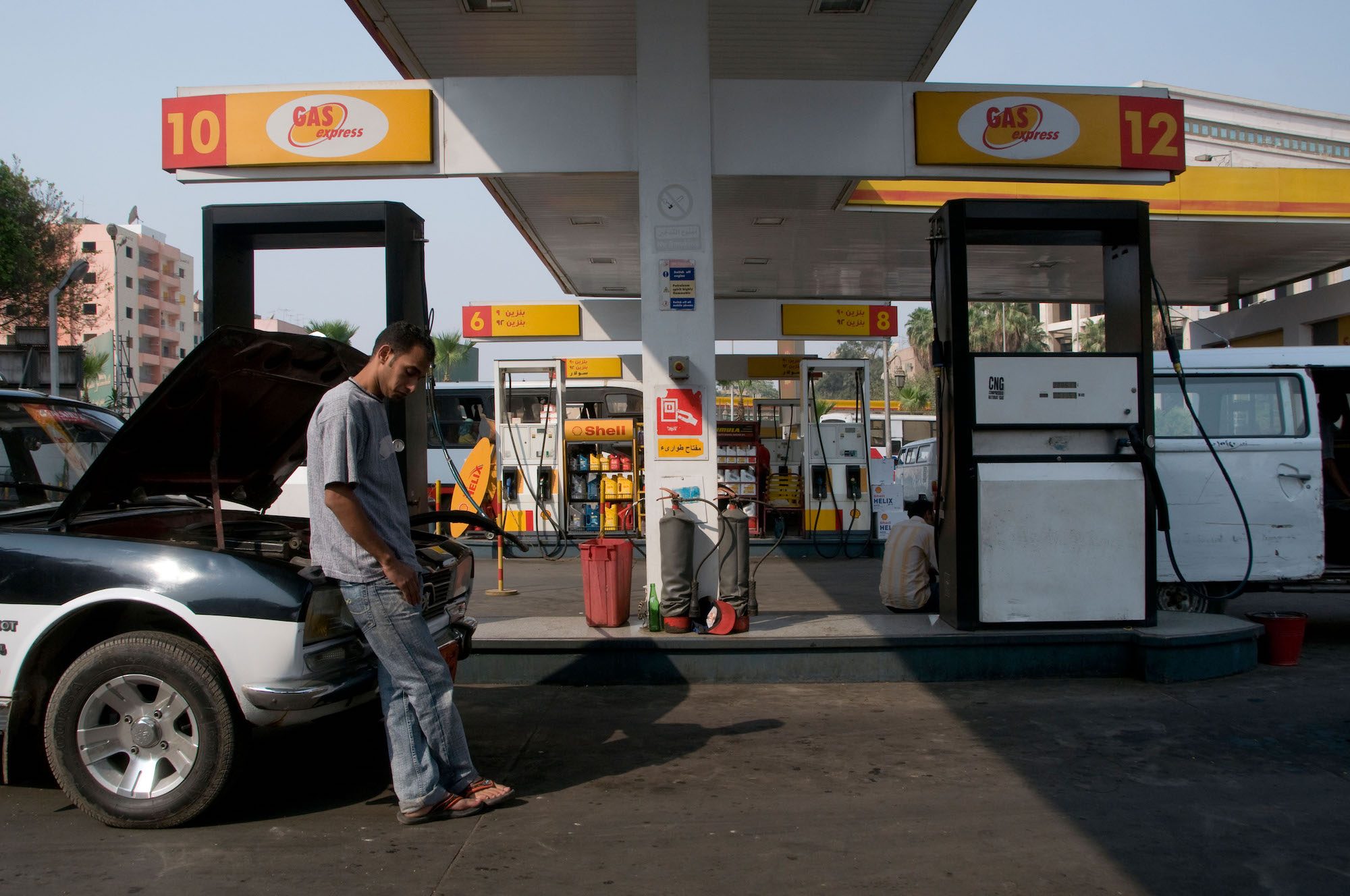 A petrol station in Cairo. Egypt has raised fuel prices three times this year as it aims to comply with IMF requirements